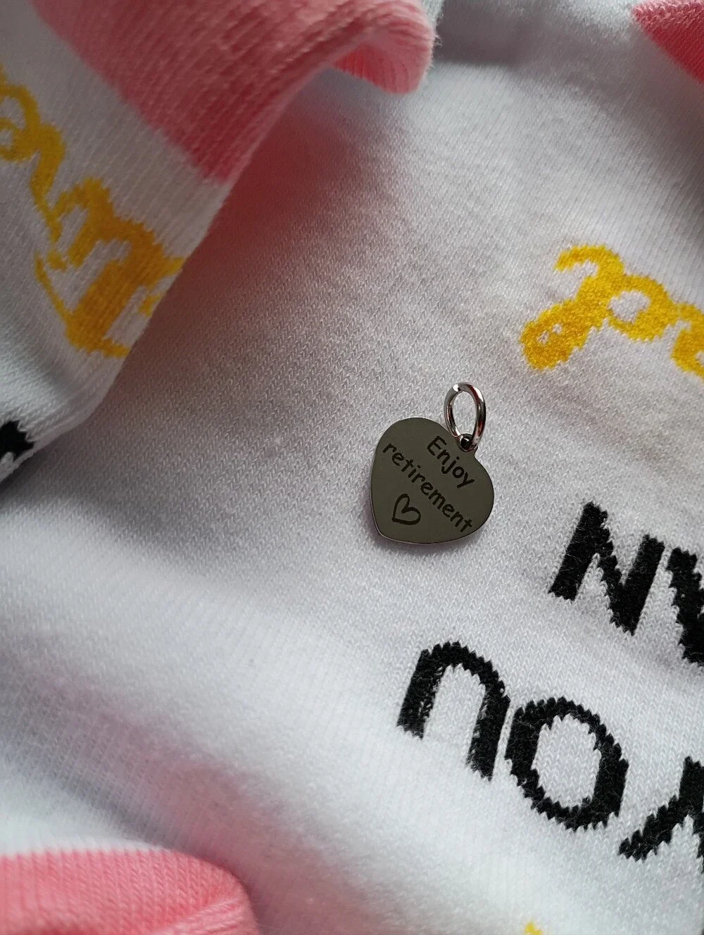 White Crew Socks with Retirement Pendant SET